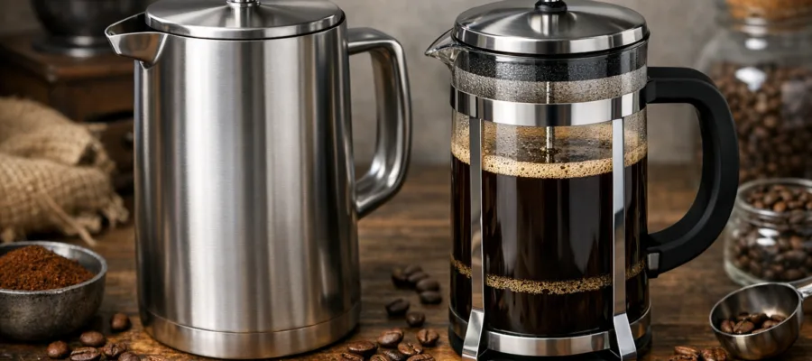 Edelstahl vs. Glas Kaffeepresse kaufen: Vor- und Nachteile fuer optimalen Kaffeegenuss