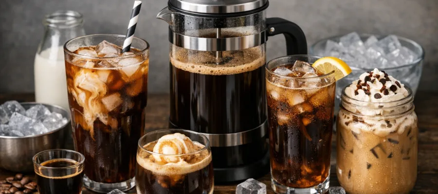 Kaltgetraenke & Eiskaffee mit Kaffeepresse