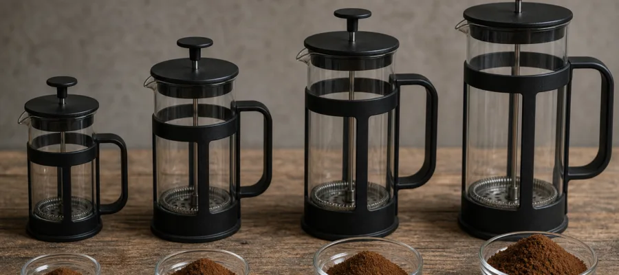 Kaffeepresse anwenden: Die optimale Kaffeepulvermenge fuer jede Pressegroesse